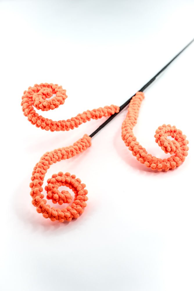 Hot Orange Puff Chenille Spiral Curly Spray - Greenery Market57259OR