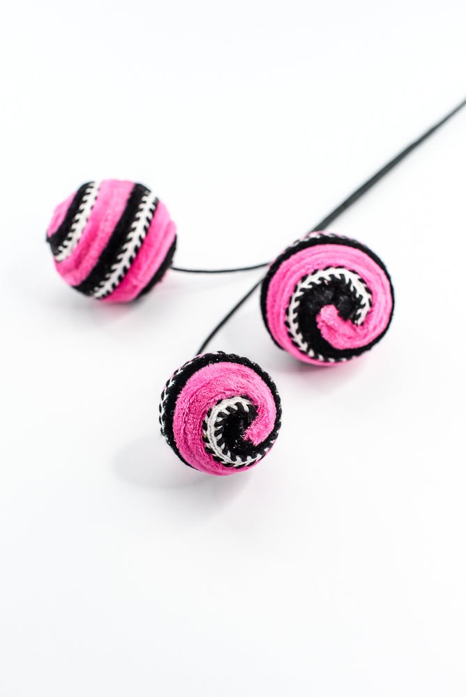Hot Pink and Black Velvet Stripe Ball Spray - Greenery Market57246BTBK