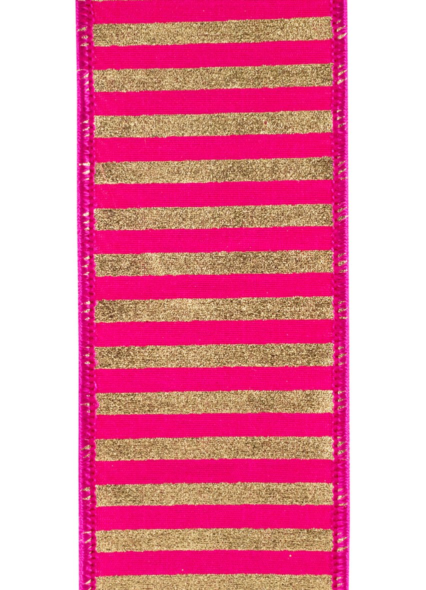 Hot Pink and Gold Stripe Wired Ribbon 2.5” - Greenery MarketRibbons & Trim94586W - 262 - 40D