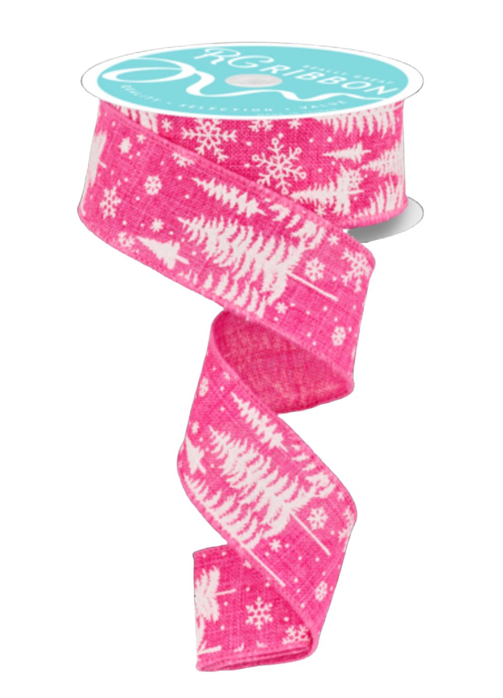 Hot pink and white trees wired ribbon 1.5” - Greenery MarketWired ribbonRGF125911