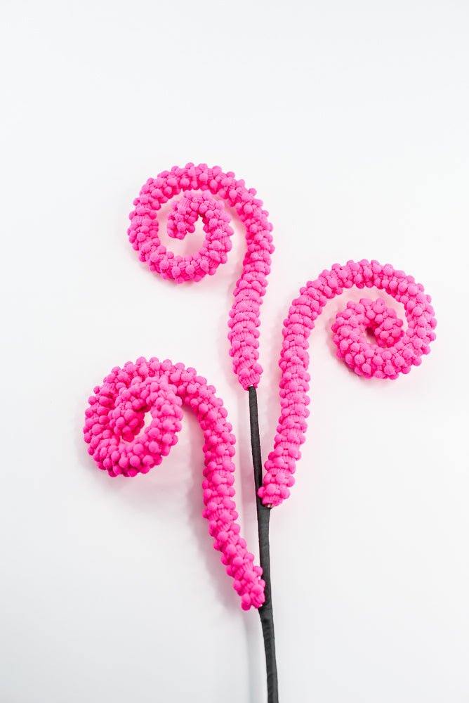 Hot Pink Puff Chenille Spiral Curly Spray - Greenery Market57259BT