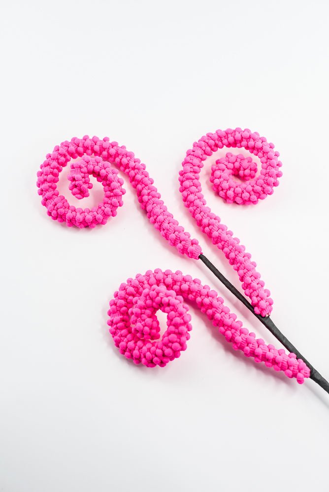 Hot Pink Puff Chenille Spiral Curly Spray - Greenery Market57259BT