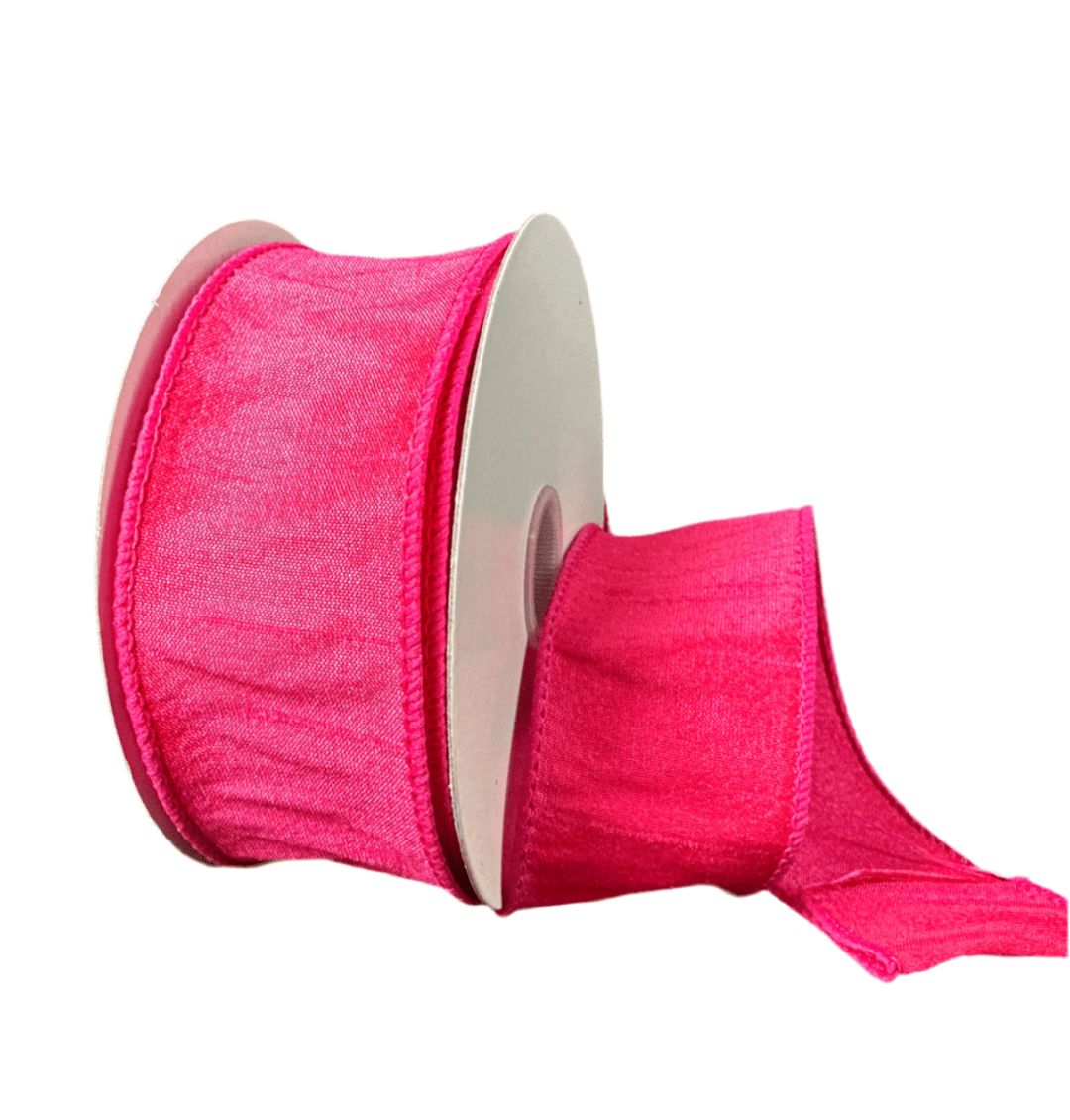 Hot pink solid wired faux dupioni 1.5” - Greenery MarketWired ribbon72434 - 09 - 28