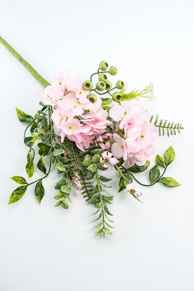 Hydrangeas Flower And Greenery Pick - Pink - Greenery Market63663PK