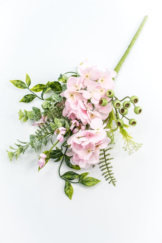 Hydrangeas Flower And Greenery Pick - Pink - Greenery Market63663PK