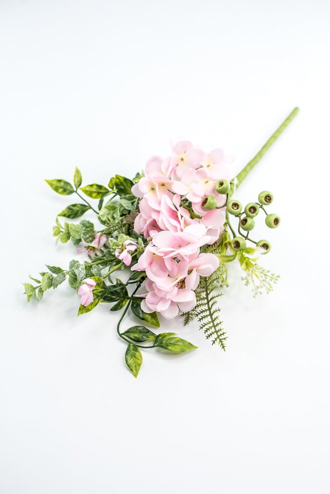 Hydrangeas Flower And Greenery Pick - Pink - Greenery Market63663PK