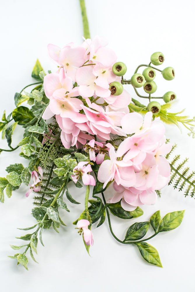 Hydrangeas Flower And Greenery Pick - Pink - Greenery Market63663PK