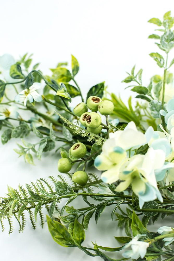 Hydrangeas Flower and greenery Spray - Aqua Cream - Greenery Market63662BL