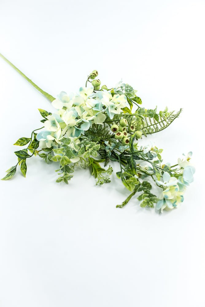 Hydrangeas Flower and greenery Spray - Aqua Cream - Greenery Market63662BL
