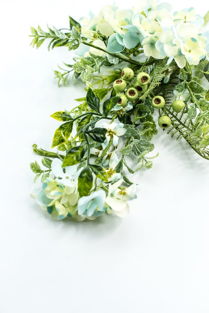 Hydrangeas Flower and greenery Spray - Aqua Cream - Greenery Market63662BL