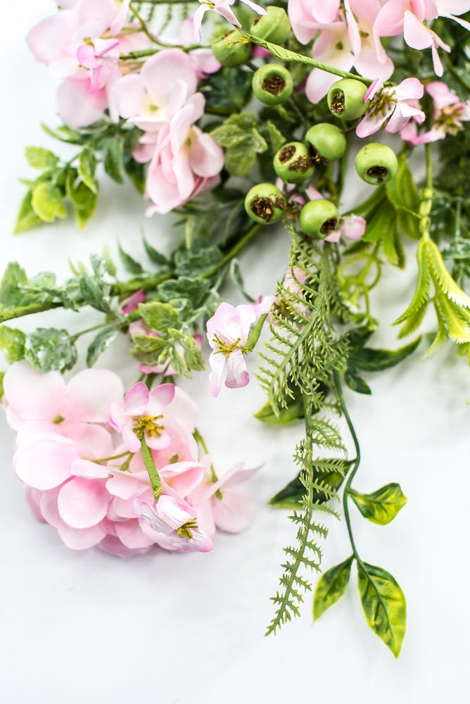 Hydrangeas Flower and greenery Spray - Pink - Greenery Market63662PK