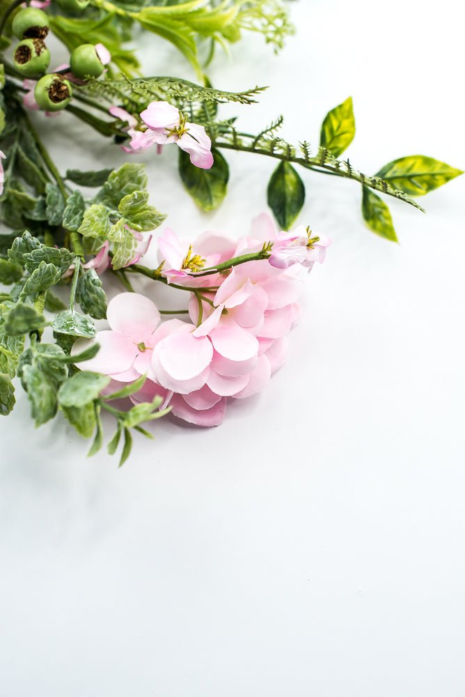 Hydrangeas Flower and greenery Spray - Pink - Greenery Market63662PK