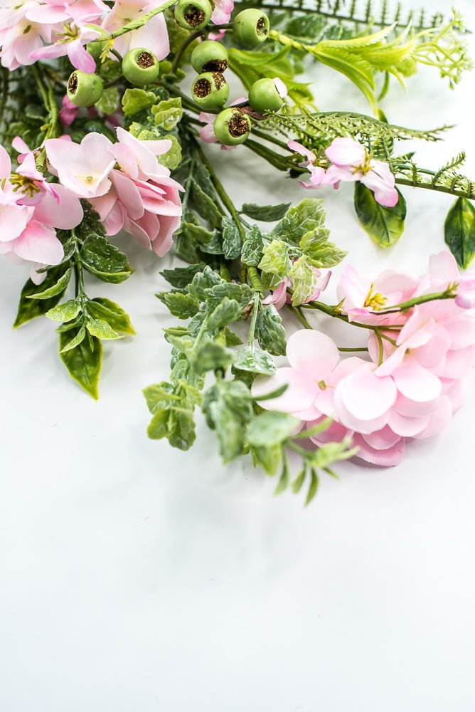 Hydrangeas Flower and greenery Spray - Pink - Greenery Market63662PK