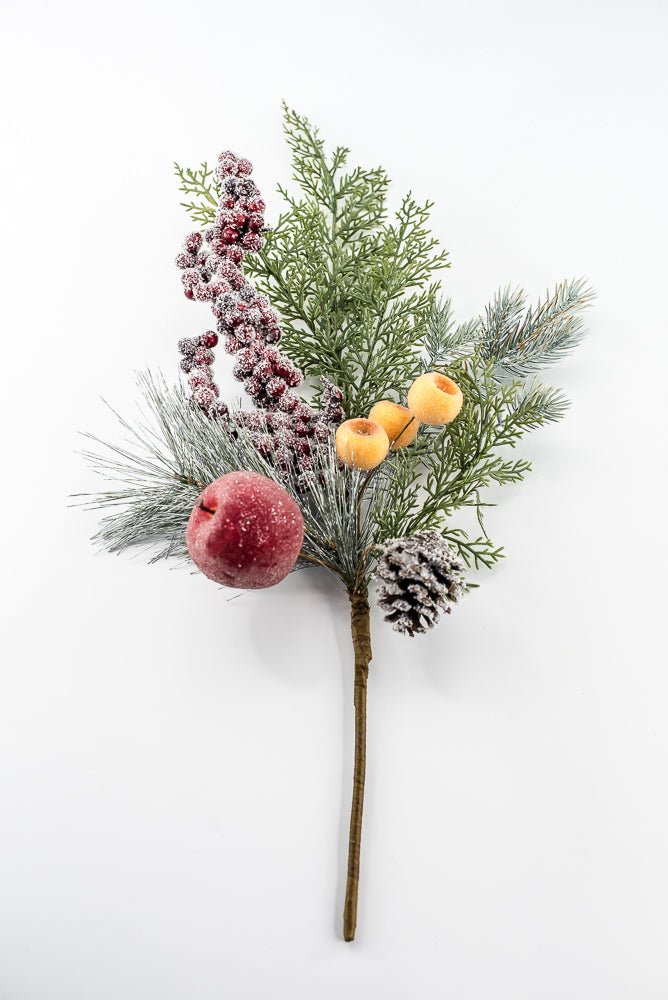 Iced Fruit, Berries, Pine, & Pinecone Pick - 20" - Greenery MarketXP2629SUGARED