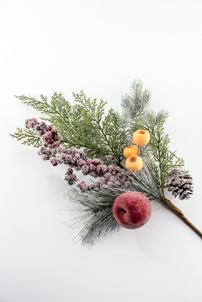 Iced Fruit, Berries, Pine, & Pinecone Pick - 20" - Greenery MarketXP2629SUGARED