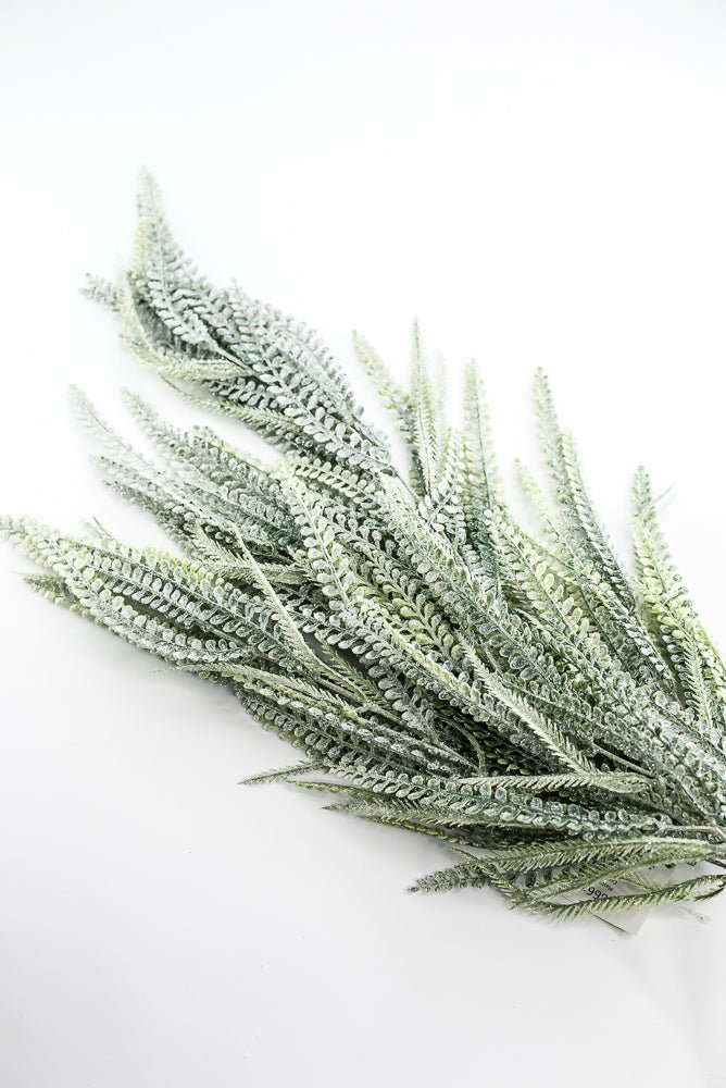 Iced Green Plastic Leaves Hanging Bush - Greenery Market86613ICE