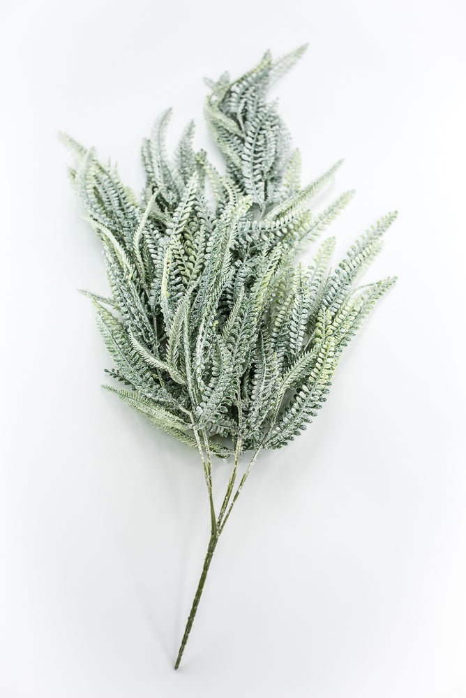 Iced Green Plastic Leaves Hanging Bush - Greenery Market86613ICE