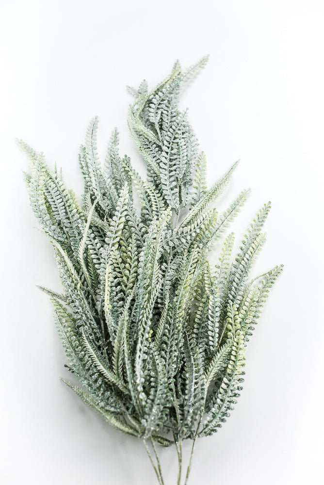Iced Green Plastic Leaves Hanging Bush - Greenery Market86613ICE