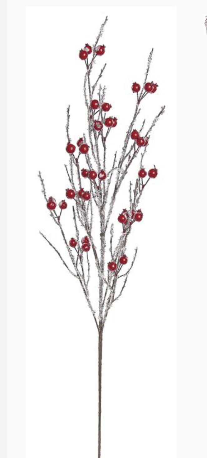 Iced Mica Red Berries Spray - Greenery MarketBerriesXB485 - R