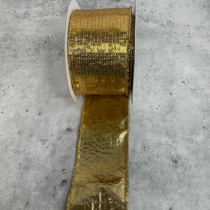 Gold dazzle wired ribbon 2.5”
