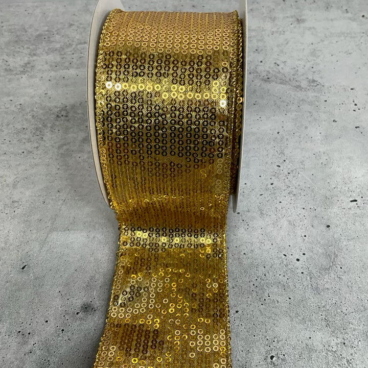 Gold dazzle wired ribbon 2.5”