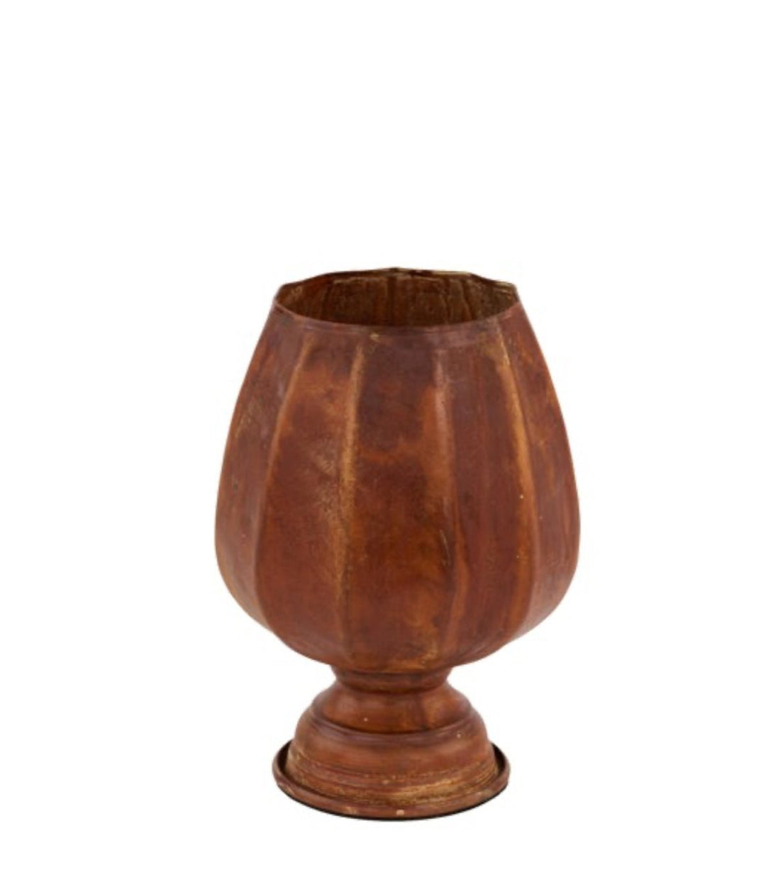 Iron ribbed compote container for floral designs - rustic wash - Greenery MarketVasesKE240453