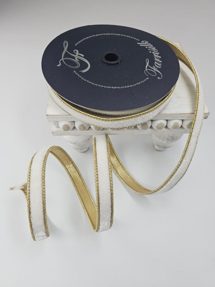 Ivory Flashy Velvet Farrisilk Wired Ribbon - .75" - Greenery MarketRibbons & TrimRG074 - 62