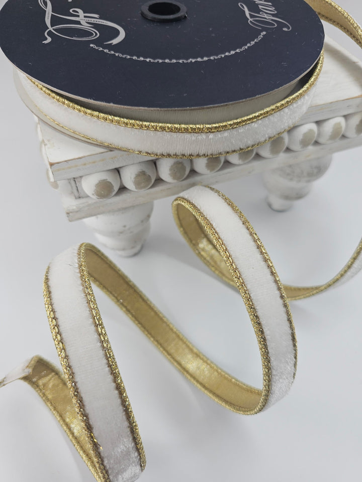 Ivory Flashy Velvet Farrisilk Wired Ribbon - .75" - Greenery MarketRibbons & TrimRG074 - 62