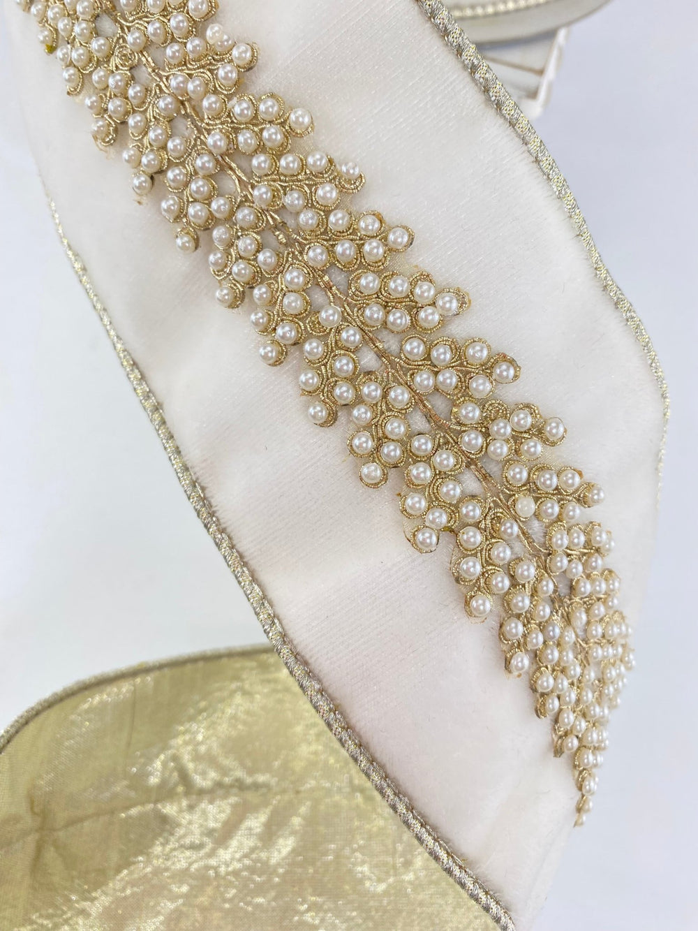 Ivory Royal Pearl Vine Farrisilk Wired Ribbon - 4" - Greenery MarketRK287 - 62