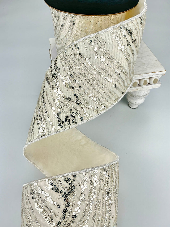 Ivory Shimmer wired ribbon 4” - Greenery MarketRibbons & Trim240076