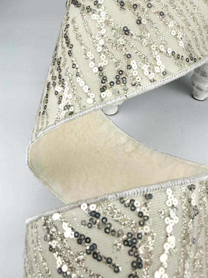 Ivory Shimmer wired ribbon 4” - Greenery MarketRibbons & Trim240076