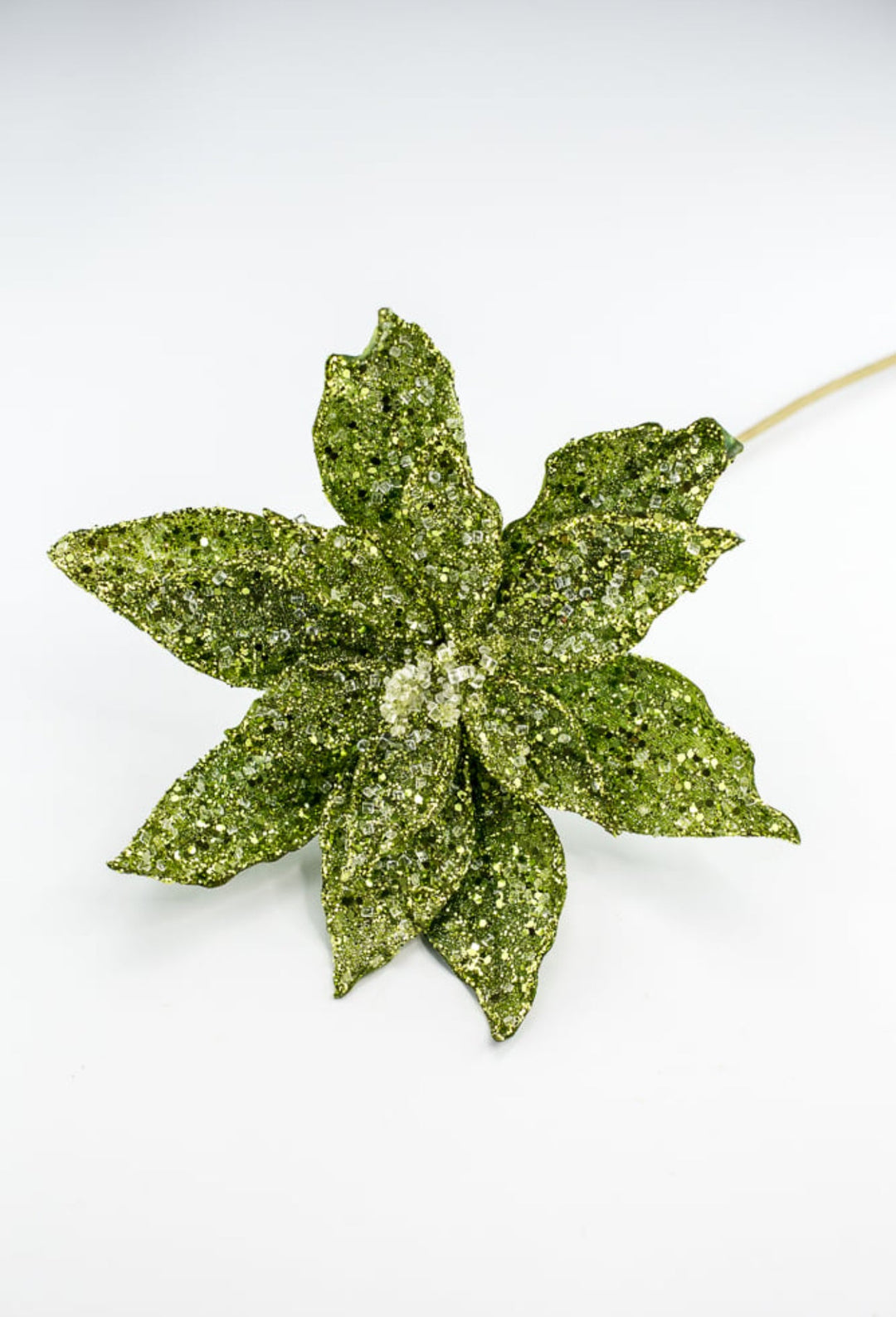 Jeweled and beaded poinsettia stem - green - Greenery MarketXg902 - G