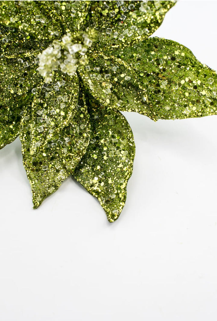 Jeweled and beaded poinsettia stem - green - Greenery MarketXg902 - G