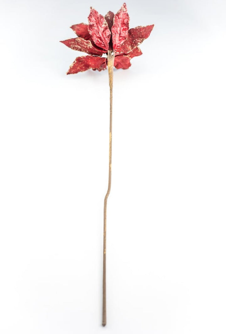 Jeweled encrusted velvet poinsettia stem - red gold - Greenery MarketMTX72651 RDGD