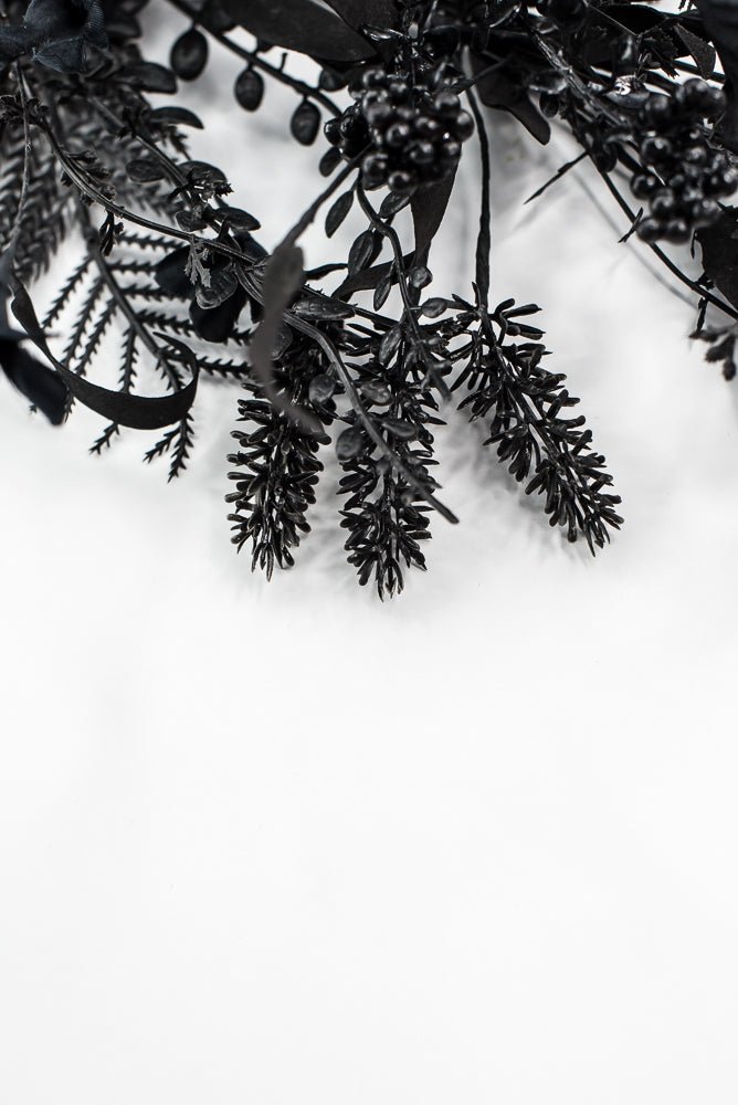 Large, Halloween Fern and berry spray - black 65267 - Greenery MarketArtificial Flora65267 - BK