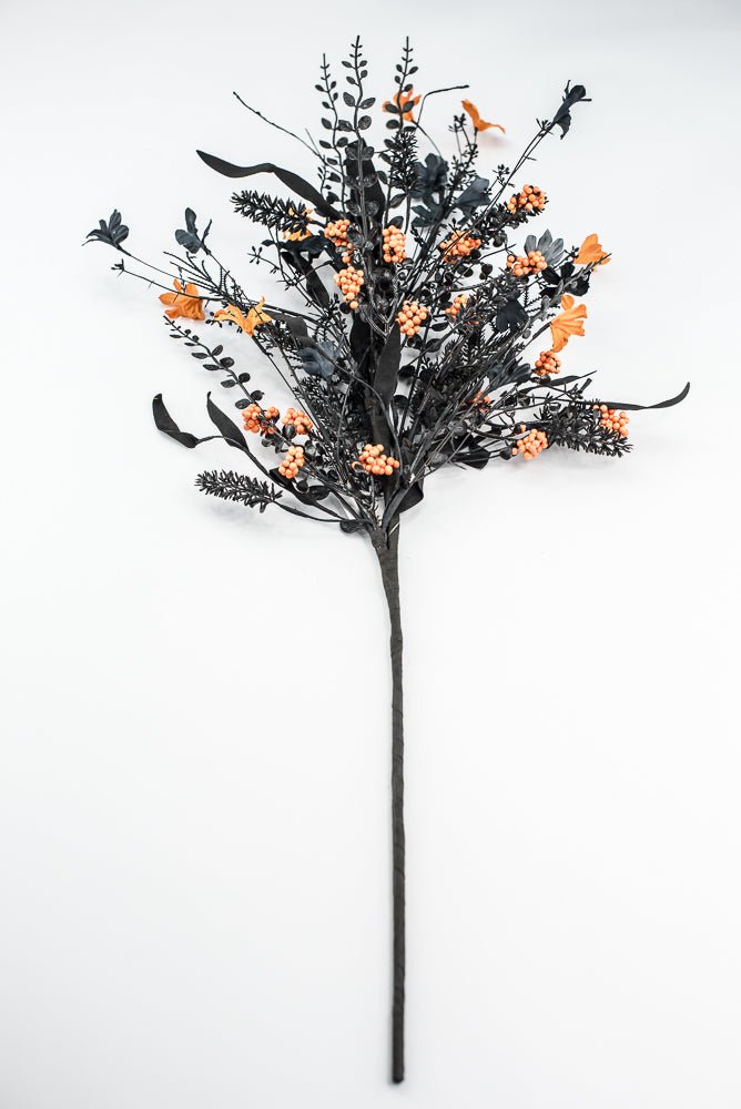 Large, Halloween Fern and berry spray - black and orange - Greenery MarketArtificial Flora65267 - BKOR