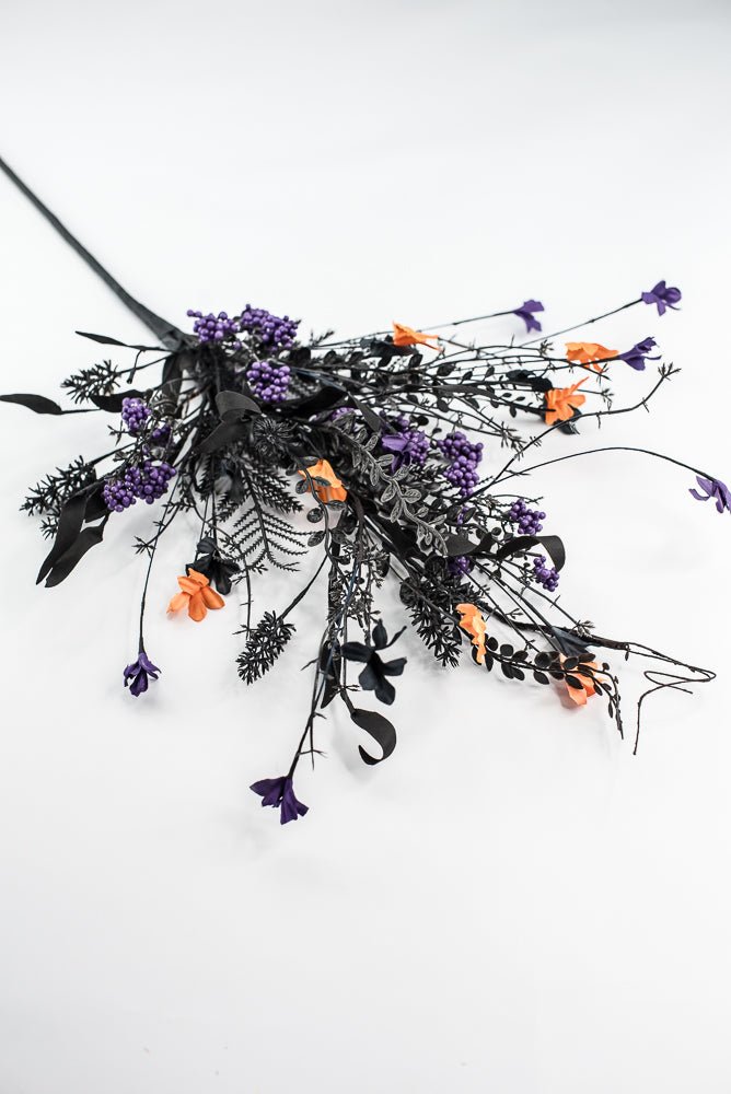 Large, Halloween Fern and berry spray - black, orange, and purple - Greenery MarketArtificial Flora65267 - PUPR