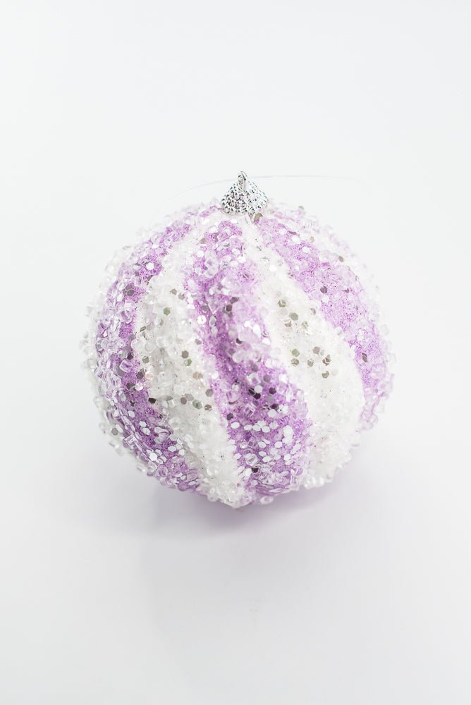 Lavender And White Ice Ball Ornament - Greenery Market40330 - LVWT