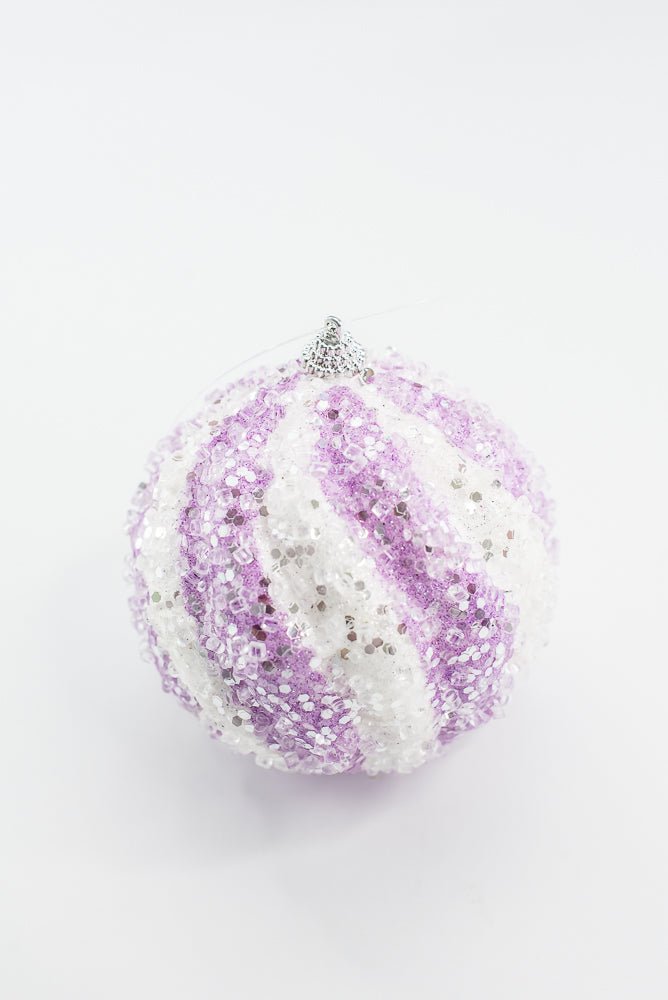Lavender And White Ice Ball Ornament - Greenery Market40330 - LVWT