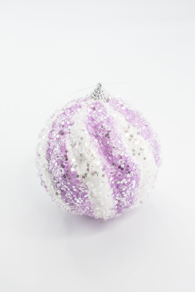 Lavender And White Ice Ball Ornament - Greenery Market40330 - LVWT