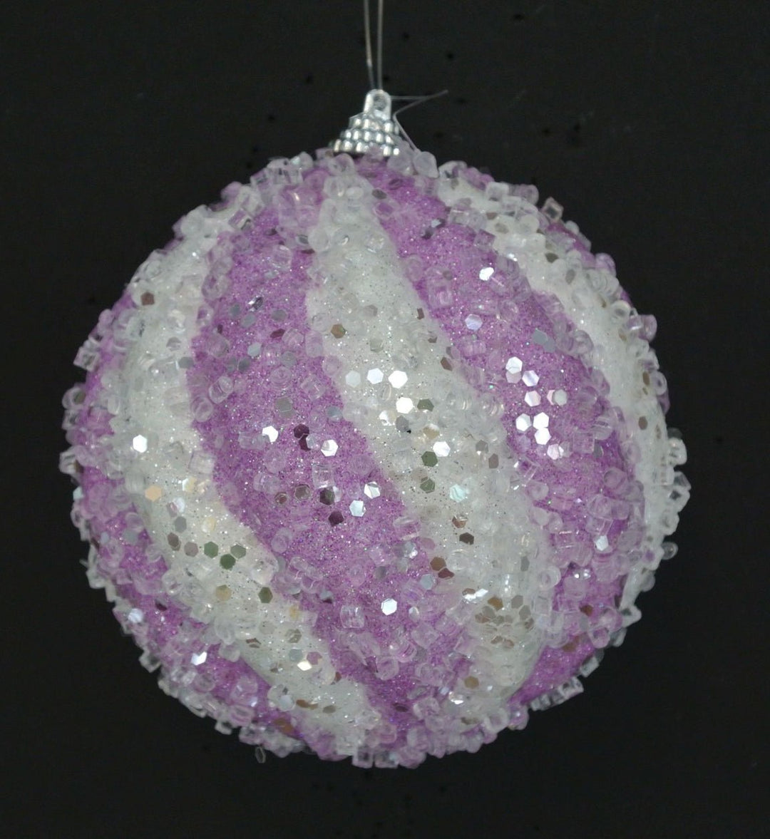 Lavender And White Ice Ball Ornament - Greenery Market40330 - LVWT