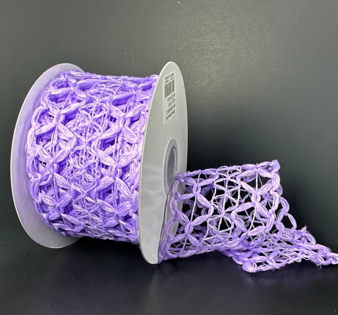 Lavender squiggle open weave wired ribbon, 2.5" - Greenery MarketWired ribbon47506 - 40 - 48