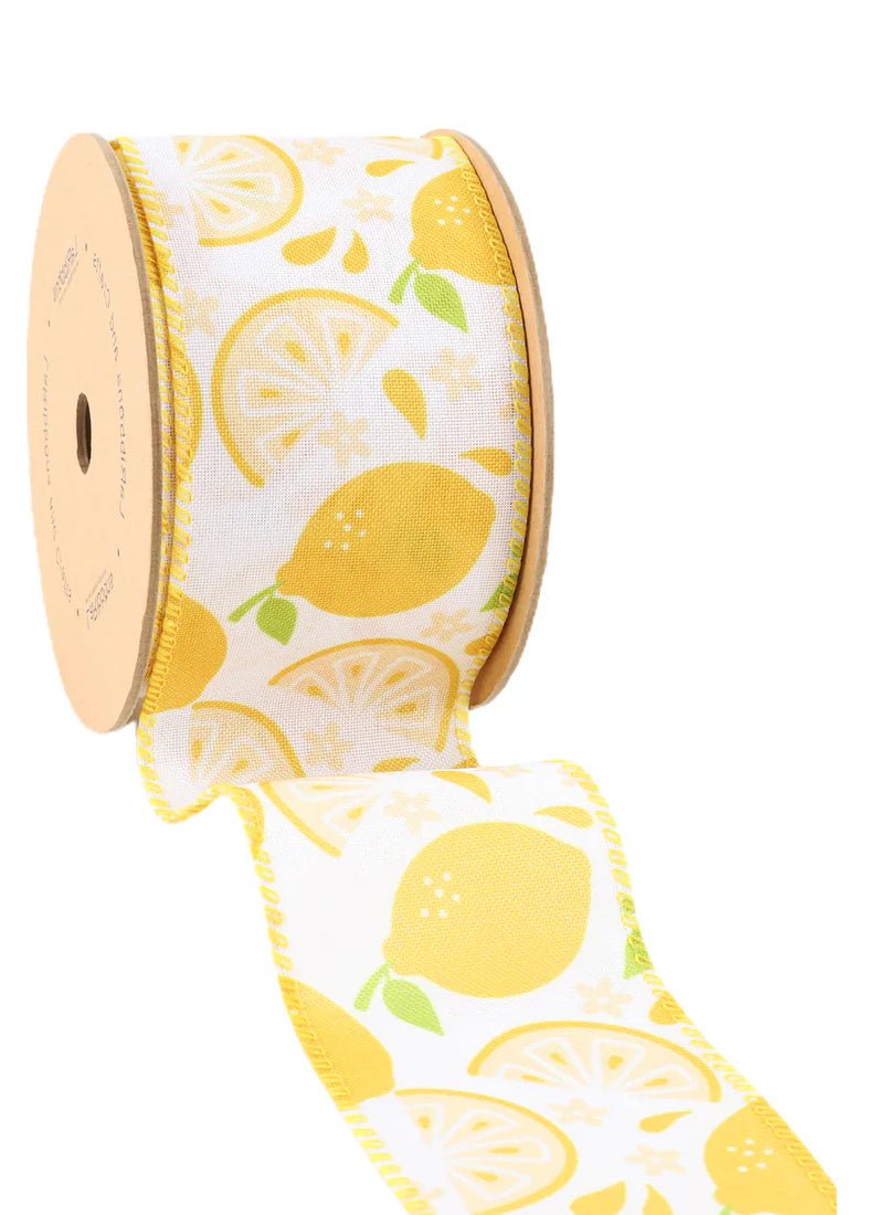 Lemons wired ribbon, 2.5” - Greenery MarketWired ribbon9318W - 640 - 63E