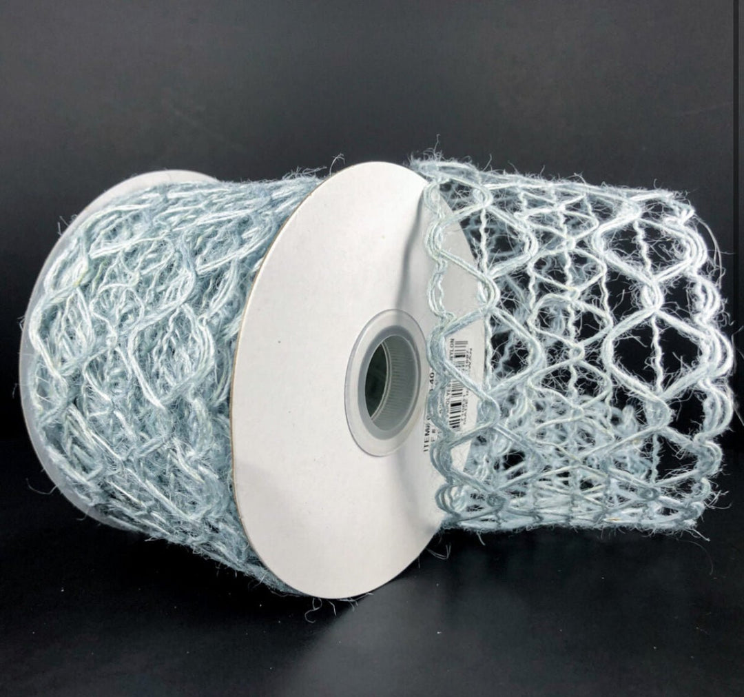 Light blue squiggle open weave wired ribbon, 2.5" - Greenery MarketWired ribbon67348 - 40 - 05