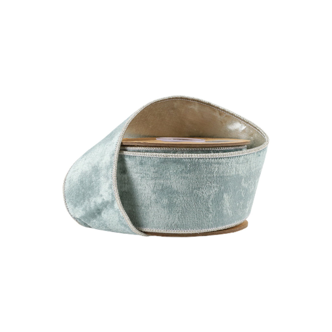 Light Blue Wired Premium Velvet Ribbon - 2.5" - Greenery Market9112W - 519 - 63C