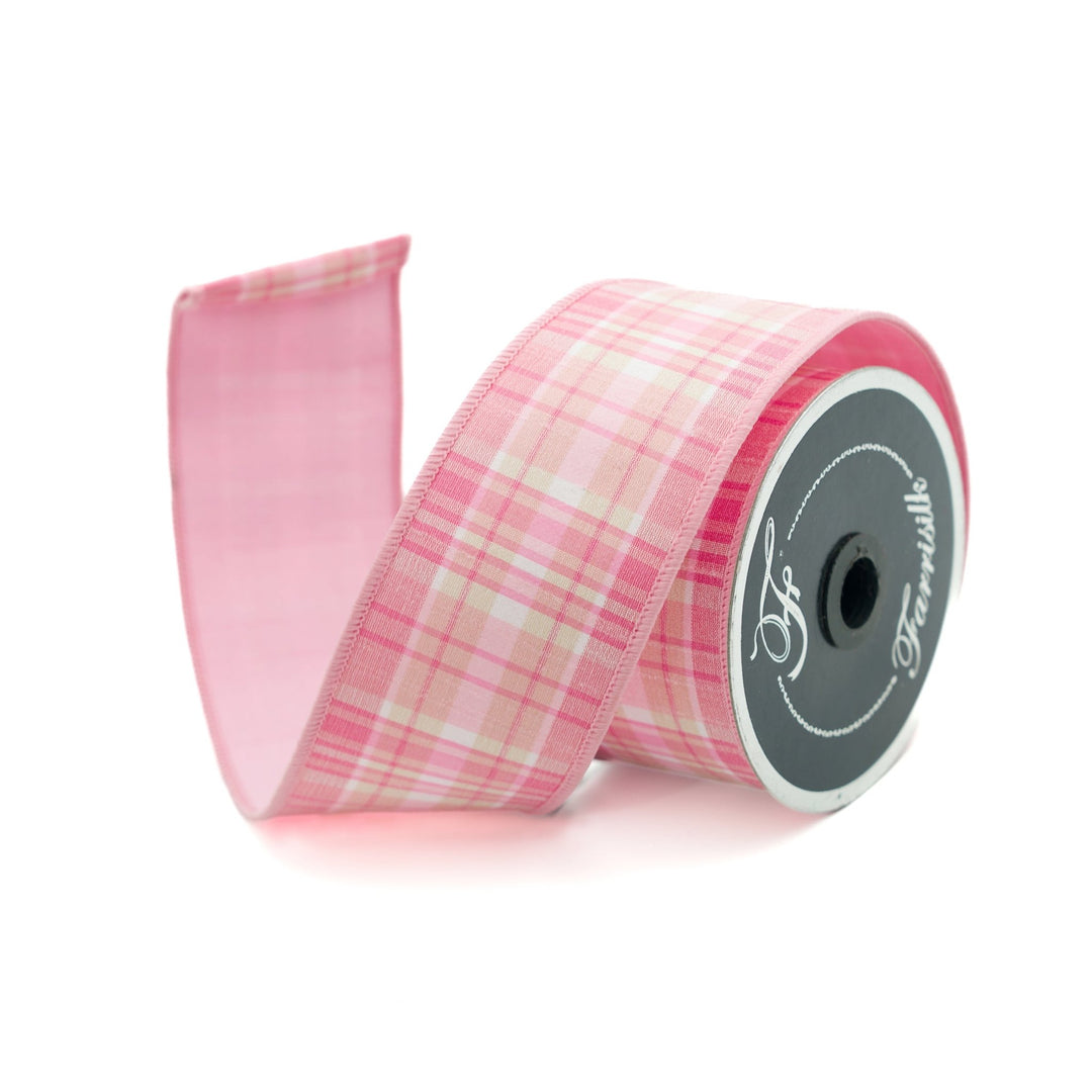 Light Pink Prescott Plaid Farrisilk Wired Ribbon - 2.5" - Greenery MarketRibbons & TrimRK368 - 14