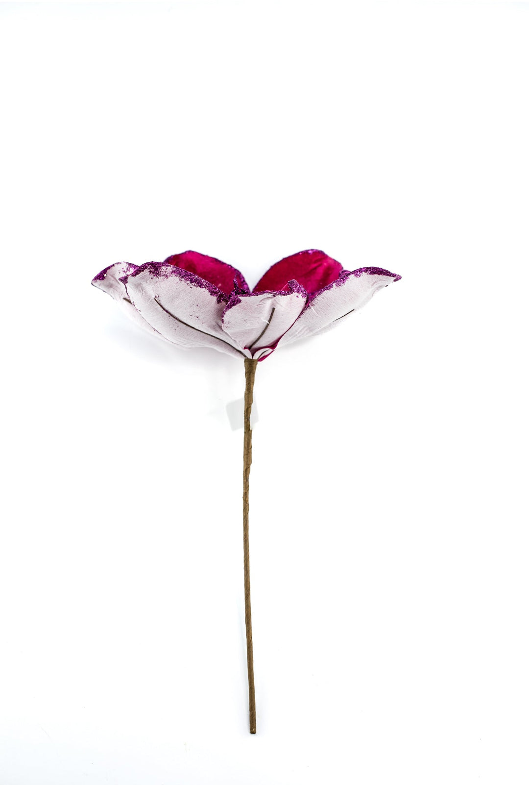 Magenta velvet, artificial, magnolia with glittered center - Greenery Marketartificial flowers85318BT