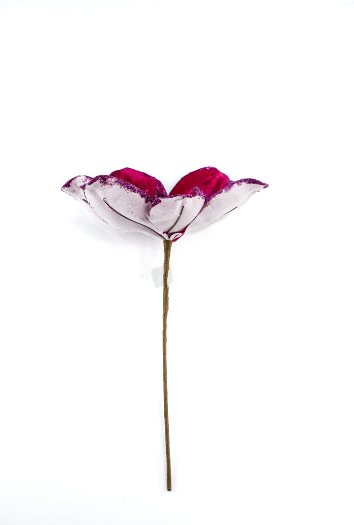 Magenta velvet, artificial, magnolia with glittered center - Greenery Marketartificial flowers85318BT