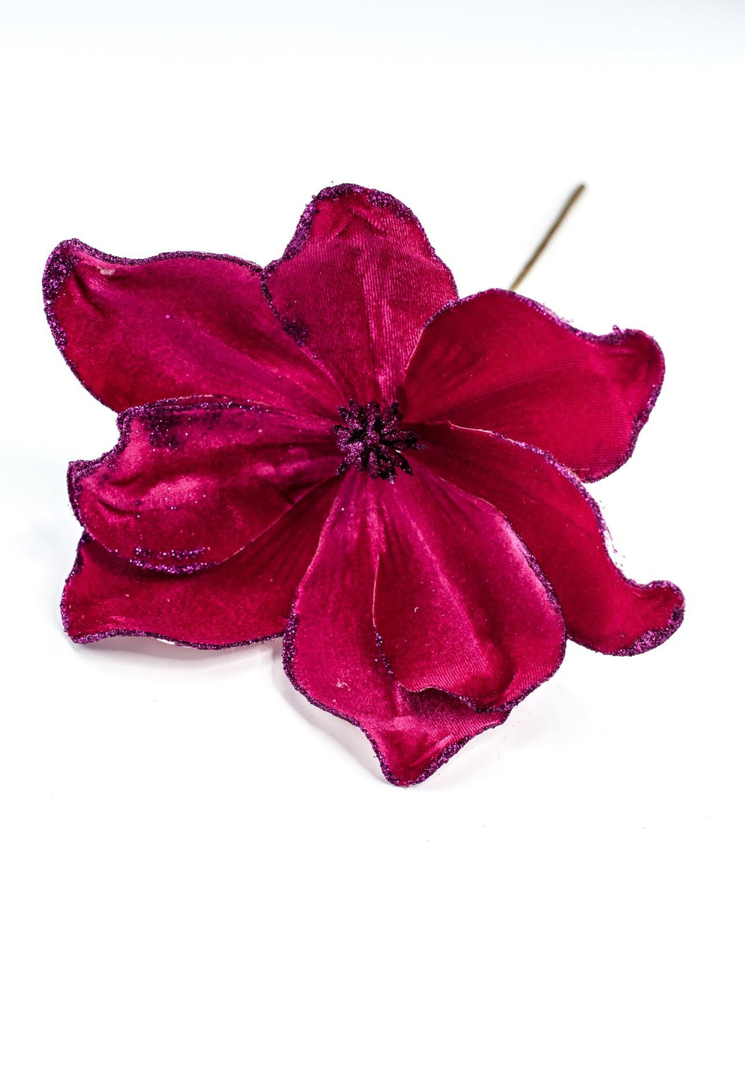 Magenta velvet, artificial, magnolia with glittered center - Greenery Marketartificial flowers85318BT