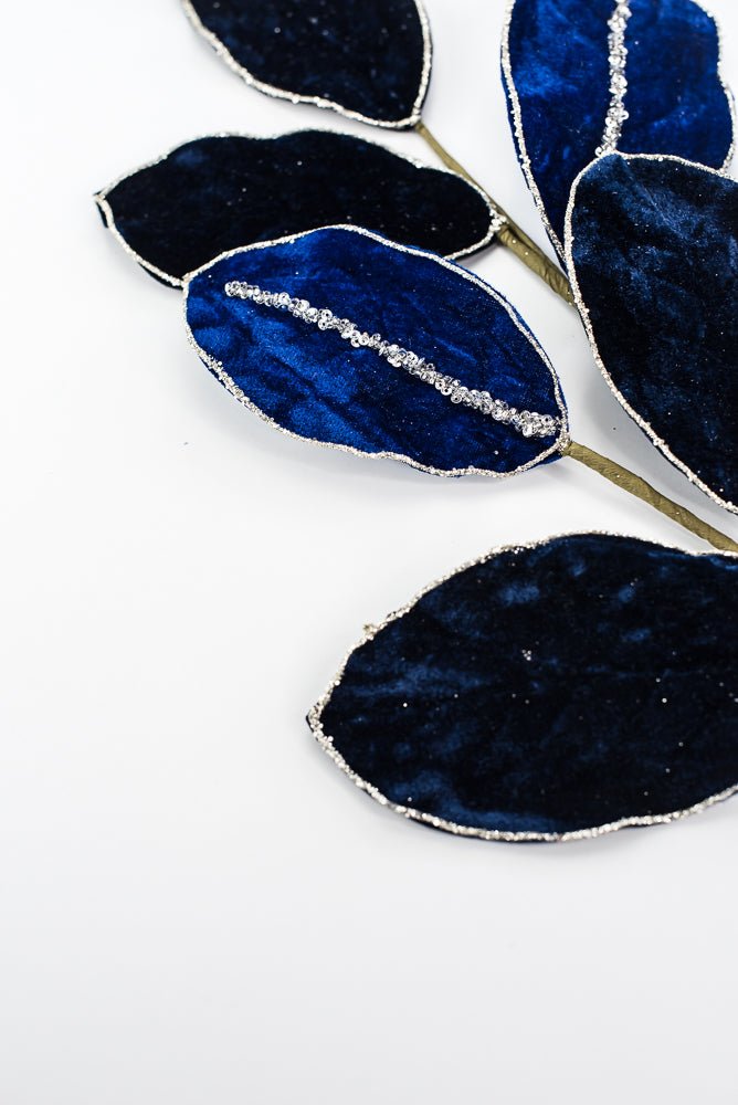 Magnolia leaves velvet spray - blue - Greenery MarketXF651 - B